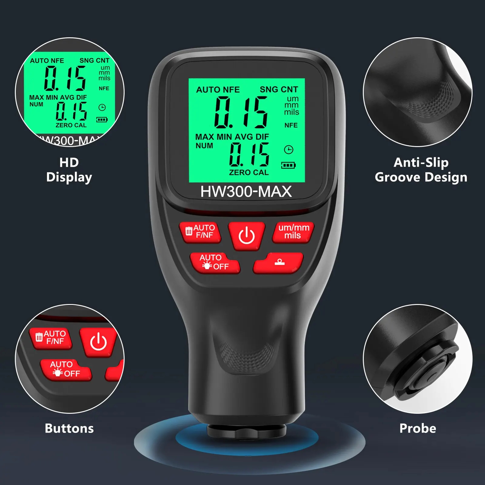 1 Takım HW300-MAX Kaplama Yüks - Paint Thickness Gauge incelemesi ve fiyatı